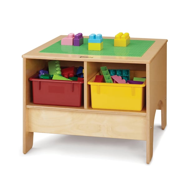 KYDZ Building Table, Preschool Brick Compatible, with Colored Tubs